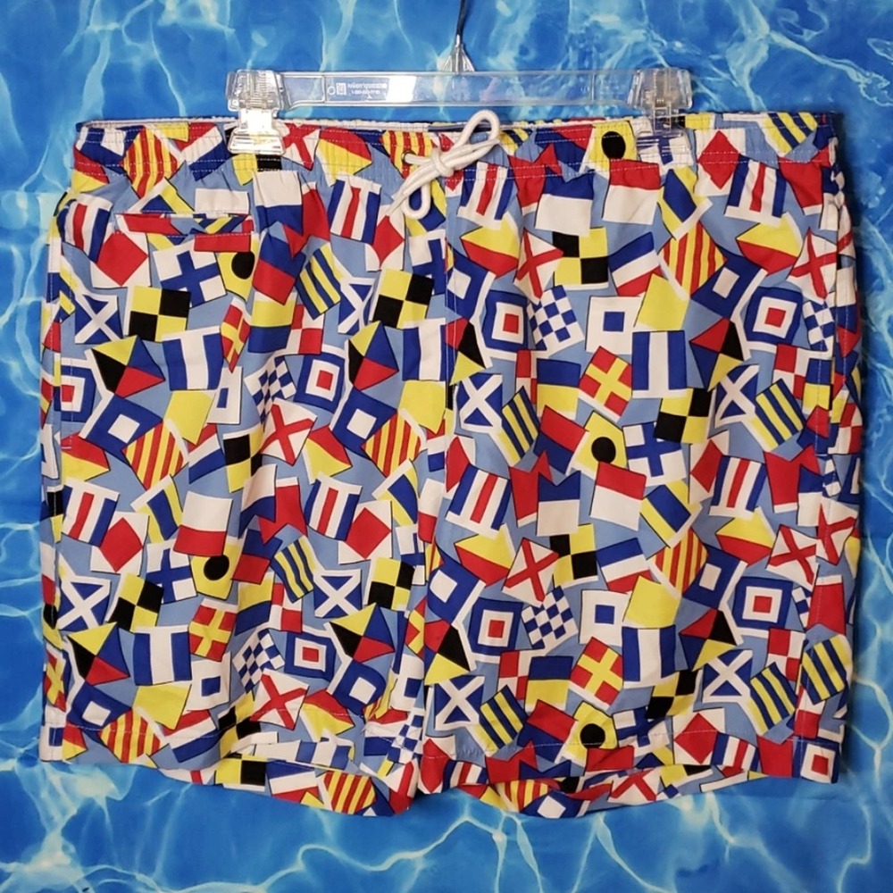 Charleston Threads Nautical Flags Swim Trunks XXL
